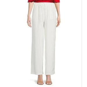 Gibson Latimer NWT White Smocked Elastic Waist Tie Front Wide Leg Pants XXL